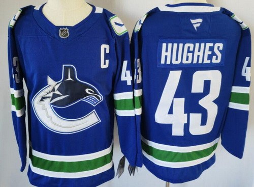 Vancouver Canucks #43 Quinn Hughes Blue Authentic Jersey