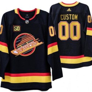 Vancouver Canucks Customized Black 50th Anniversary Authentic Jersey