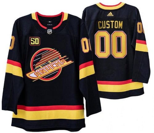 Vancouver Canucks Customized Black 50th Anniversary Authentic Jersey