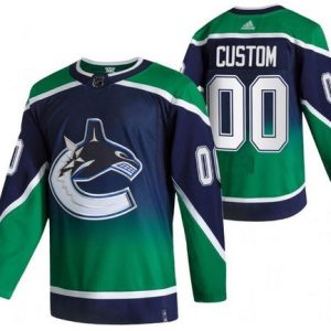 Vancouver Canucks Customized Blue 2021 Reverse Retro Authentic Jersey