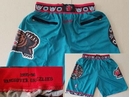 Vancouver Grizzlies Green 1995 Just Don Shorts