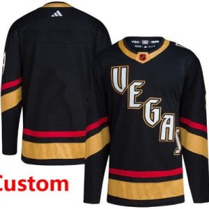 Vegas Golden Knights Customized Black 2022 Reverse Retro Authentic Jersey