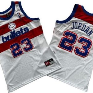 Washington Bullets #23 Michael Jordan Whtie Throwback Swingman Jersey