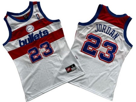 Washington Bullets #23 Michael Jordan Whtie Throwback Swingman Jersey