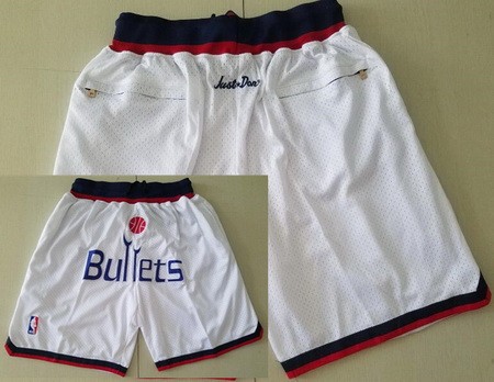 Washington Bullets White Just Don Throwback Swingman Shorts