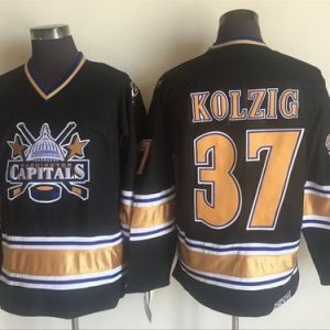 Washington Capitals #37 Olaf Kolzig Black Throwback Jersey