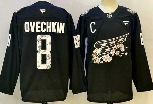 Washington Capitals #8 Alex Ovechkin Black 50th Authentic Jersey
