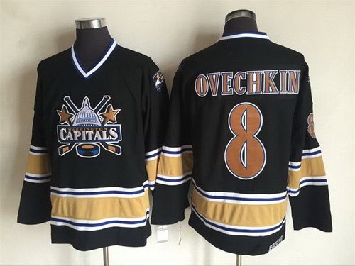 Washington Capitals #8 Alex Ovechkin Black Throwback Jersey