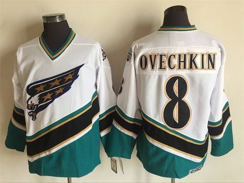 Washington Capitals #8 Alex Ovechkin White Throwback Jersey