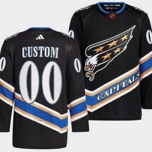 Washington Capitals Customized Black 2022 Reverse Retro Authentic Jersey