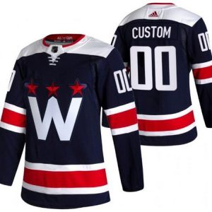 Washington Capitals Customized Navy 2021 Alternate Authentic Jersey