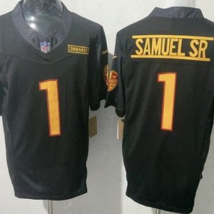 Washington Commanders #1 Deebo Samuel Sr Limited Black FUSE Vapor Jersey
