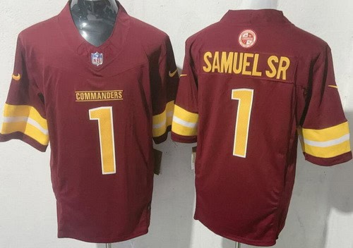 Washington Commanders #1 Deebo Samuel Sr Limited Red FUSE Vapor Jersey