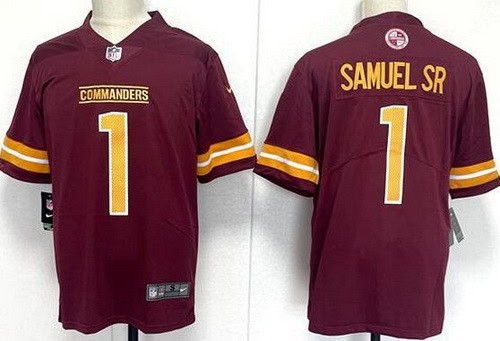 Washington Commanders #1 Deebo Samuel Sr Limited Red Vapor Jersey