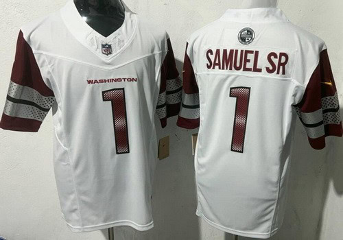 Washington Commanders #1 Deebo Samuel Sr Limited White FUSE Vapor Jersey