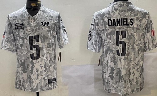 Washington Commanders #5 Jayden Daniels Limited Arctic Camo 2024 Salute to Service Jersey
