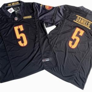 Washington Commanders #5 Jayden Daniels Limited Black FUSE Vapor Jersey