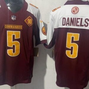 Washington Commanders #5 Jayden Daniels Limited Red Thanksgiving FUSE Vapor Jersey