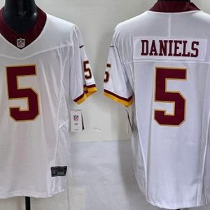 Washington Commanders #5 Jayden Daniels Limited White Alternate FUSE Vapor Jersey