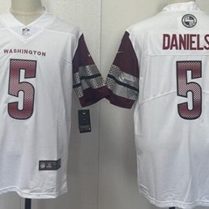 Washington Commanders #5 Jayden Daniels Limited White Vapor Jersey