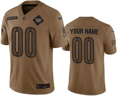 Washington Commanders Customized Brown 2023 Salute To Service Jersey