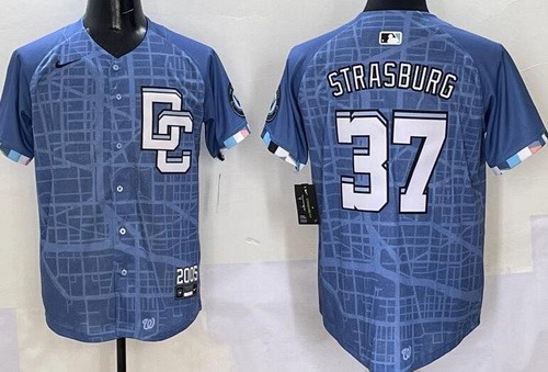 Washington Nationals #37 Stephen Strasburg Blue 2025 City Connect Limited Jersey