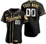 Washington Nationals Customized Black Gold Authentic Jersey