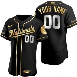 Washington Nationals Customized Black Gold Authentic Jersey