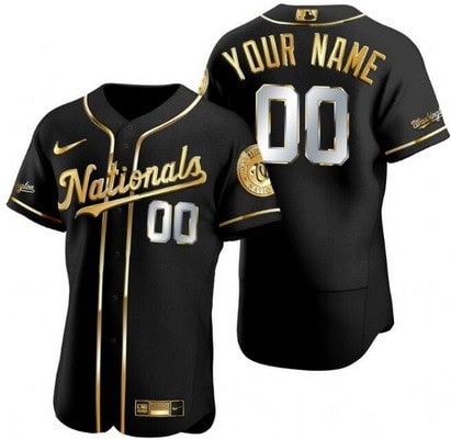 Washington Nationals Customized Black Gold Authentic Jersey