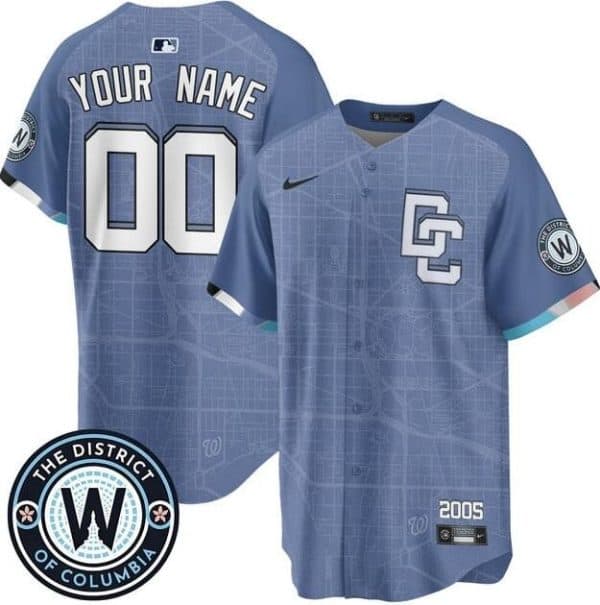 Washington Nationals Customized Blue 2025 City Connect Limited Jersey