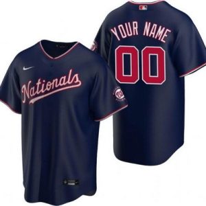Washington Nationals Customized Navy Alternate Cool Base Jersey