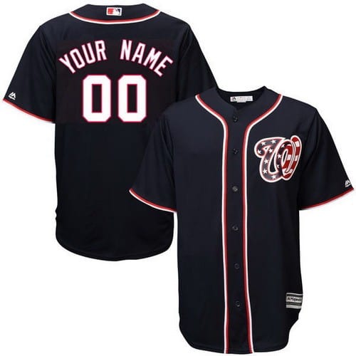 Washington Nationals Customized Navy Blue Cool Base Jersey