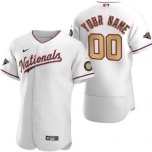 Washington Nationals Customized White 2020 Gold Program Authentic Jersey