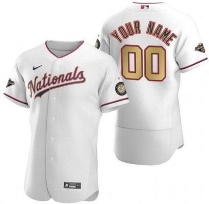 Washington Nationals Customized White 2020 Gold Program Authentic Jersey