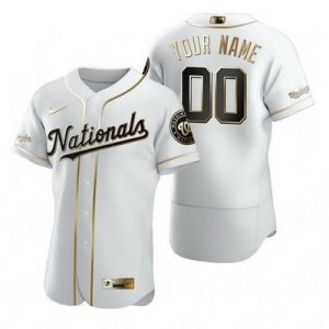 Washington Nationals Customized White Gold 2020 FlexBase Jersey