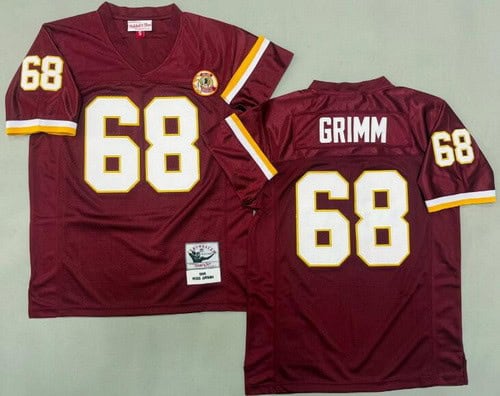 Washington Redskins #68 Russ Grimm Red 1986 Throwback Jersey