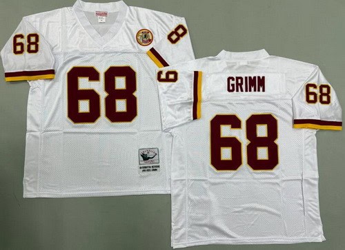 Washington Redskins #68 Russ Grimm White 1986 Throwback Jersey