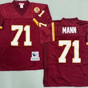 Washington Redskins #71 Charles Mann Red Throwback Jersey