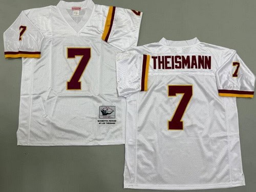 Washington Redskins #7 Joe Theismann White Throwback Jersey