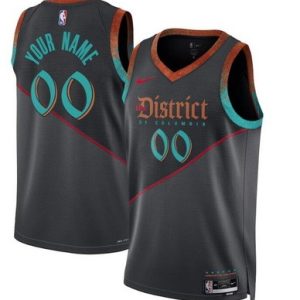 Washington Wizards Custom Black Gray 2023 City Icon Heat Press Jersey