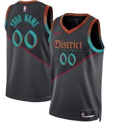 Washington Wizards Custom Black Gray 2023 City Icon Heat Press Jersey