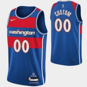 Washington Wizards Custom Blue City Diamond 75th Icon Hot Press Jersey