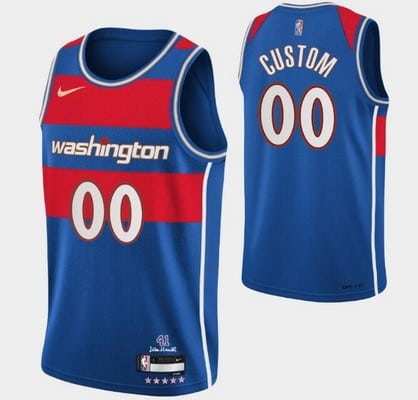 Washington Wizards Custom Blue City Diamond 75th Icon Hot Press Jersey