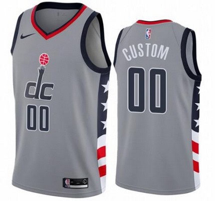 Washington Wizards Custom Gray City Icon Hot Press Jersey