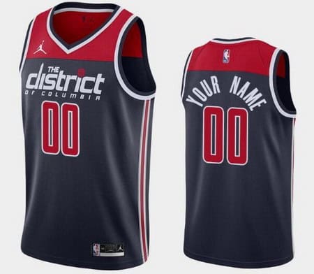 Washington Wizards Custom Navy 2021 Statememt Icon Hot Press Jersey