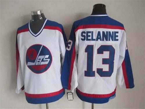 Winnipeg Jets #13 Teemu Selanne White Retro Jersey