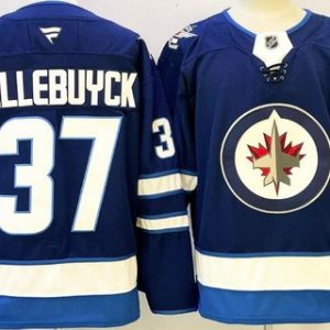 Winnipeg Jets #37 Connor Hellebuyck Blue Authentic Jersey