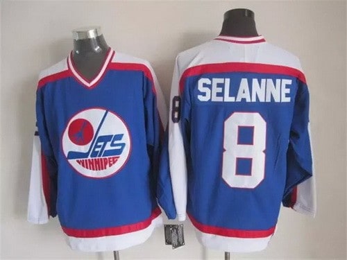 Winnipeg Jets #8 Teemu Selanne Blue Retro Jersey