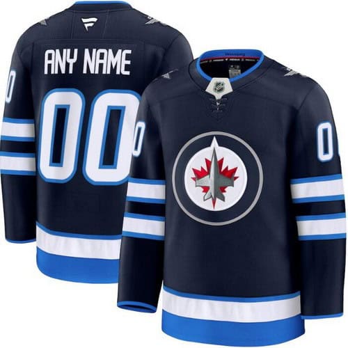 Winnipeg Jets Customized Navy Fanatics Authentic Jersey