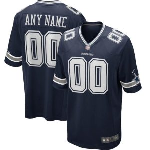 Dallas Cowboys Customized Game Navy Blue Jersey
